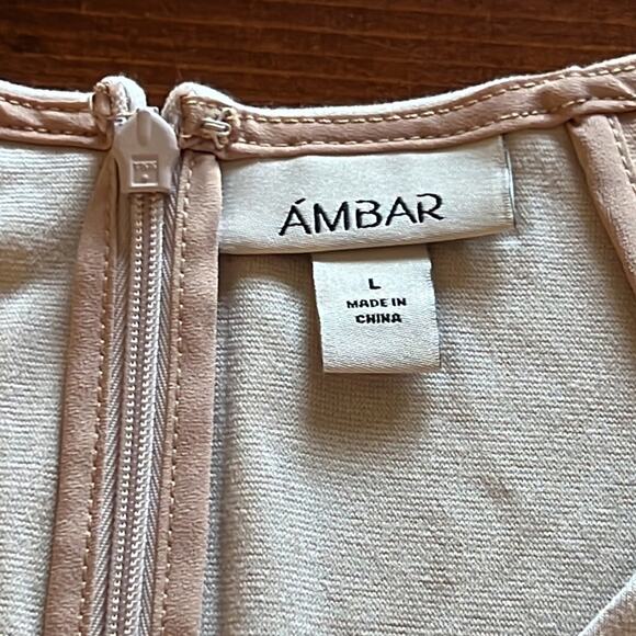 Ambar Beige & Tan Studded Knit Dress NWT Bodycon Woman Size Large Cap Sleeve - Picture 6 of 9